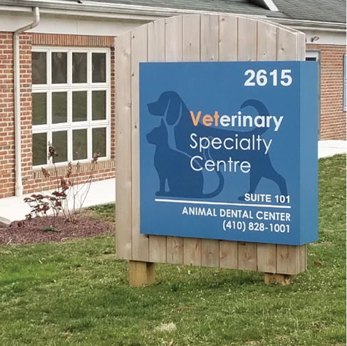 Animal Dental Centers Wooden Monument Sign